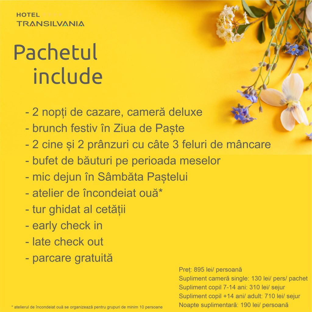 Ce include programul de Paste la Alba Iulia, la Hotel Transilvania